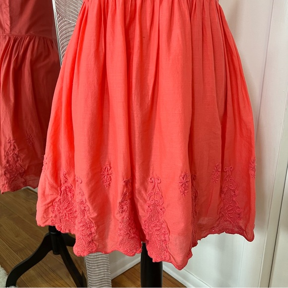Old Navy Coral Embroidered Dress, 100% Cotton Fit & Flare - Picture 7 of 9